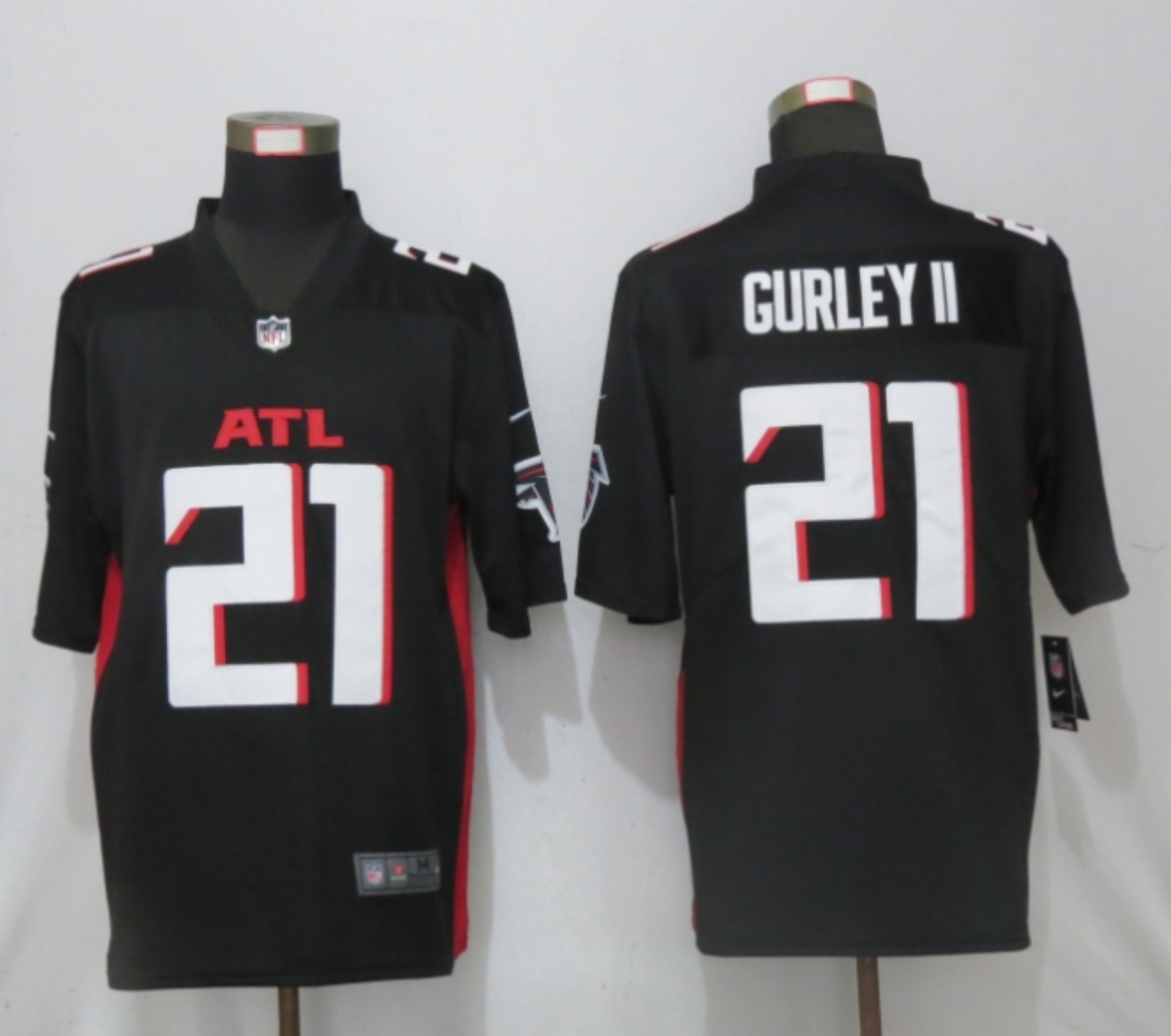 Men New Nike Atlanta Falcons #21 Gurley II Black Game Jersey
